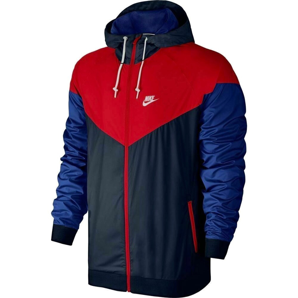 NIKE SPORTSWEAR RED BLUE & NAVY WINDRUNNER JACKET